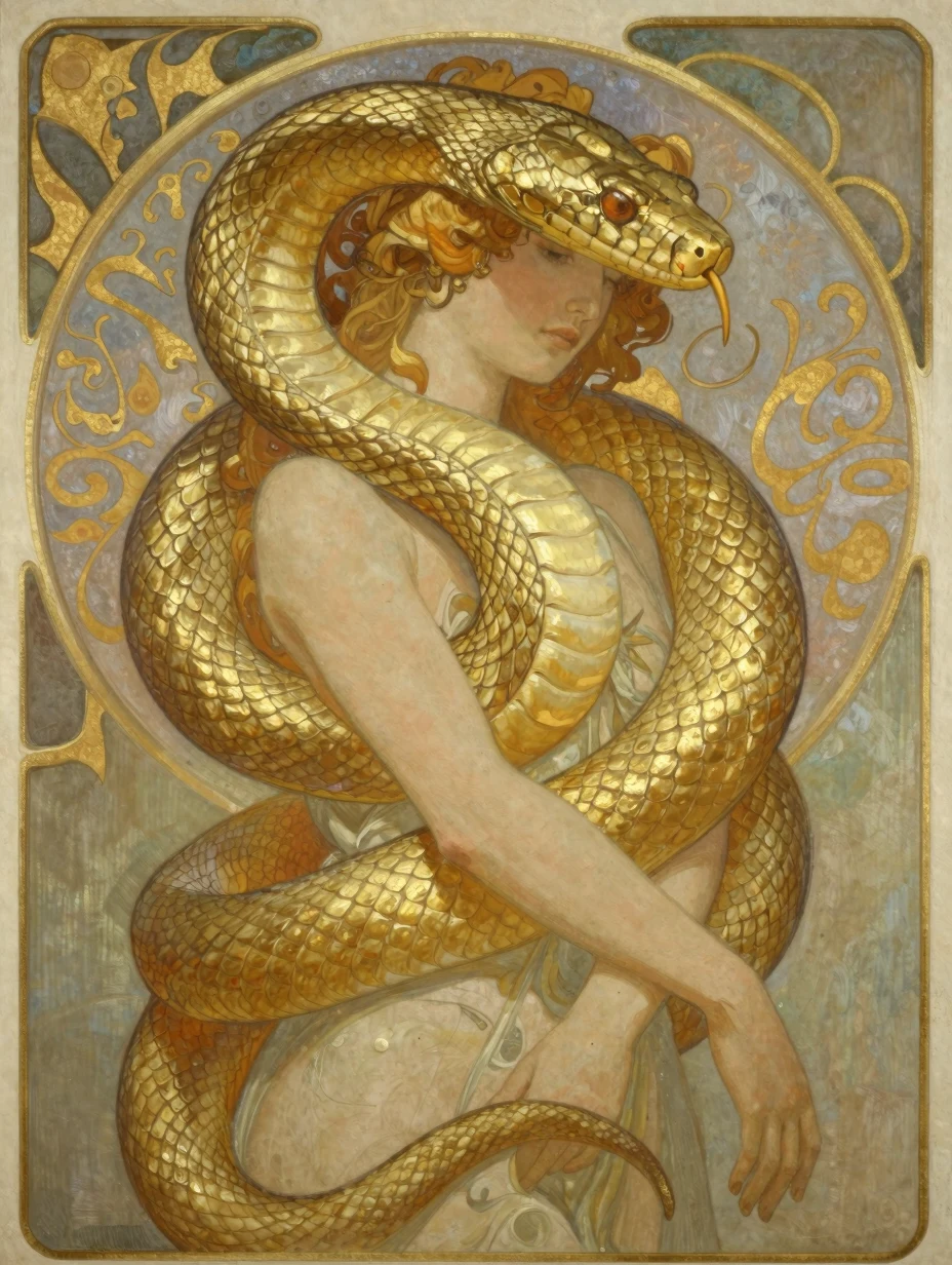 Золотая змея на руке — сон, написанный Dream Scroll